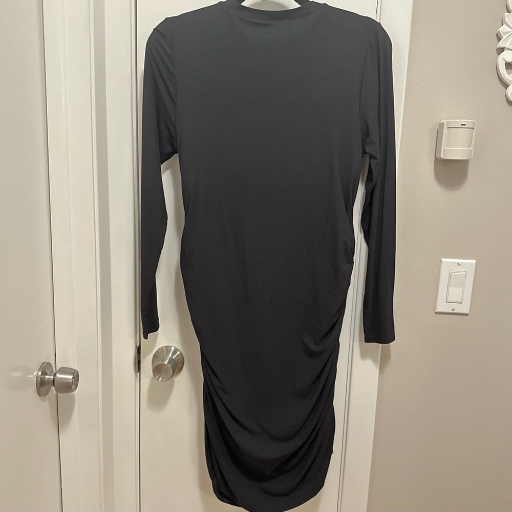 SheBird Dress Ruched Ribbed Built In Bra‎ Performance Fitted Stretch 6 black - Picture 2 of 5